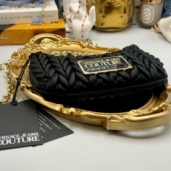 🆕 VERSACE JEANS COUTURE 🧿 NWT Black Mini Crunchy Bag - Picture 10 of 16